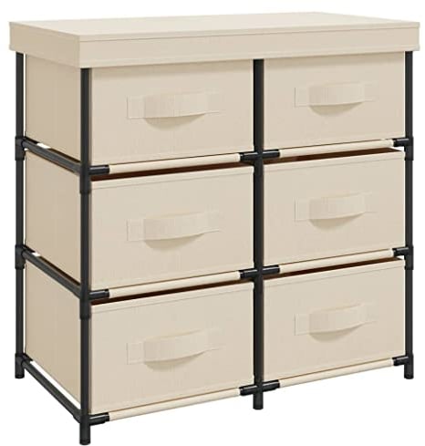 vidaXL Armoire de Rangement avec 6 Tiroirs Organisateur de Maison Meuble de Rangement Armoire de Salon Intérieur 55x29x55 cm Crème Acier