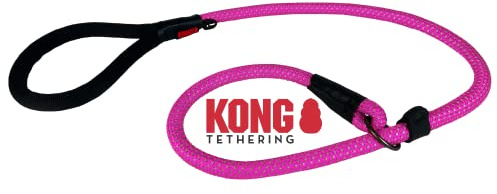 KONG gepolsterte Hundeleine & Halsband in 1,5m Länge I Für mittelgroße Hunde bis 30kg I Größe M I Seil-Schlupfleine mit Sicherheitsring & Zugstopp I reflektierende Laufleine für Hunde in pink