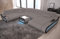 Sofa Dreams XXL Wohnlandschaft Concept - mit LED Beleuchtung, Ottomane/Mikrofaser/Ausrichtung wählbar (Ottomane rechts, Schwarz-Hellgrau)
