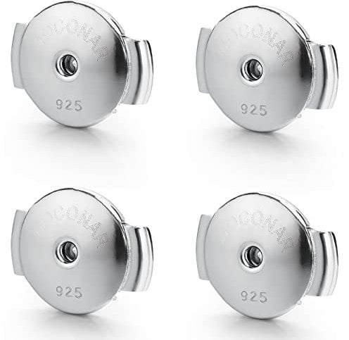Moconar 14K White Gold Plated Locking Earring Backs for Studs, Hypoallergenic Secure Earring Backs Replacements for Earrings Notch Post 0.027‘’-0.039‘’(07mm-10mm)