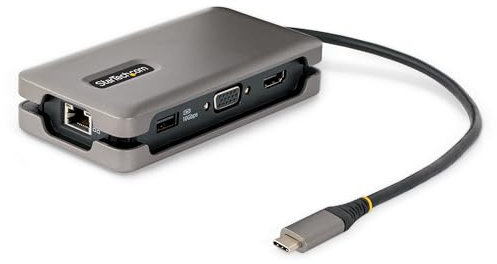 StarTech.com Adaptateur Multiport USB-C - 4K60Hz HDMI/VGA - Hub USB 3 Ports - 100W PD Pass-Through, GbE, Mini Station d'Accueil avec Chargeur - Adaptateur USB C vers HDMI, Câble de 30cm (DKT31CVHPD3)