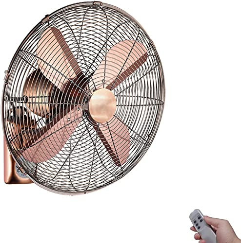 UHGFIMP Ventilador De Pared Vintage, Cobre Rojo, con Clase, Elegante,Fan Silencioso, con Temporizador con Mando A Distancia,Sala De Estar Dormitorio Restaurante Ventilador