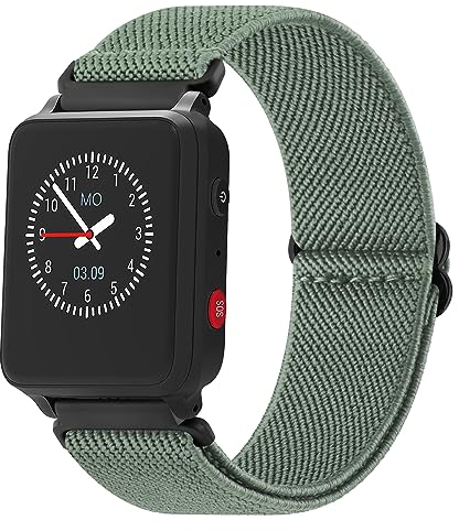 Vancle für Anio 5 Armband,Nylon 20mm Kinder Klettverschluss Verstellbare Ersatzarmbänder Uhrenarmband für Anio 5 Mädchen Jungen(Grün)