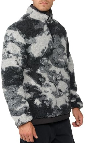 Indicode Herren INSofiane Fleece-Pullover mit Stehkragen & Reißverschluss | Herrenpulli Sweater für Männer Black, S