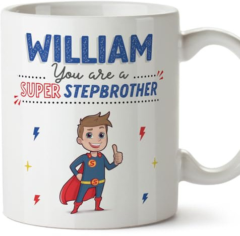 Mugffins Tassen Personalisieren mit Spruch für STIEFBRUDER - Auf Englisch - You are Super! - 11 oz / 330 ml - Individuell Anpassbar Geschenk