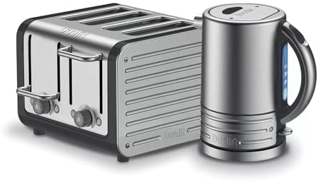 Dualit Architect Kettle and 4 Slice Toaster Set (4 Slot Toaster x 1.5L Kettle, Mignight Grey)