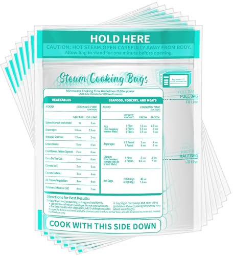 Resurhang 100 Pack Zipper Microwave Steam Bags Reusable Steam Cooking Bags for Vegetables Potatoes and Meat