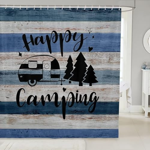 Tenda Doccia Antimuffa Campeggio Tenda da Doccia 120x180 cm 3D Camper Rustico in Legno Tende Doccia per Vasca da Bagno Tessuto Impermeabile con 8 Ganci A-835