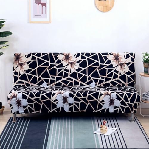 Bishilin Sofabezug Ecksofa 1 Sitzer Schwarz Braun, Couchbezug Stretch ohne Armlehne Landhausstil mit Blumen und Geometrie Muster 120-155CM Überzug Sofa Katzen Kratzfest rutschfest