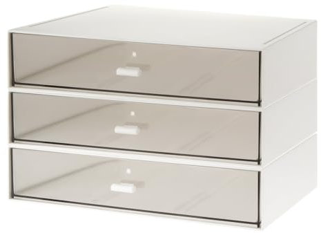 LDXDRU Plastic Desktop Storage Drawers 23 x 17 x 15cm, 3 Drawers Stackable Desk Storage Organisers, Detachable Storage Drawer Units Storage Box for Makeup Stationery Storage