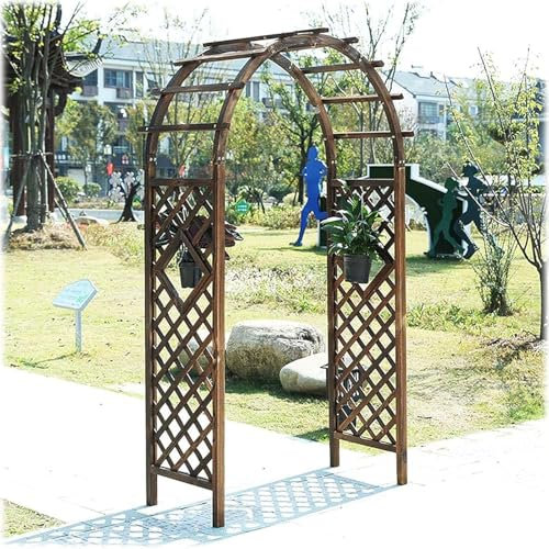 Round Garden Arch Wooden Arbours 120 x 50 x 215 cm (W x D x H) Rose Arch Trellis Plant Support, Heavy Duty, Traditional Decorative Archway for Paths/Entrances