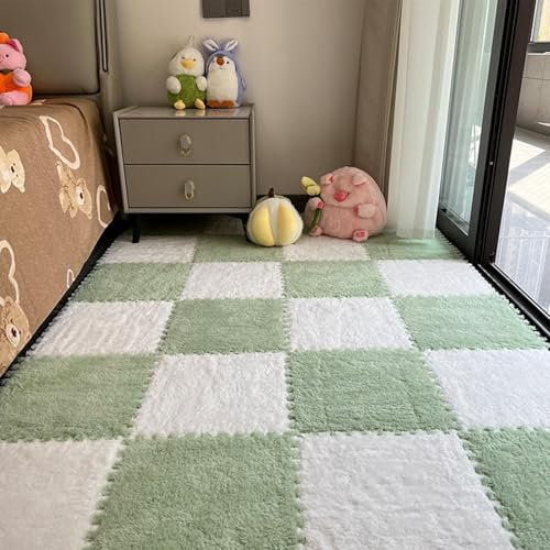 Generic Interlocking Plush Foam Carpet Tiles, Foam Plush Floor Mat, Cutable Design Puzzle Rug Carpet for Bedroom, Nursery, Kids Room, Playroom