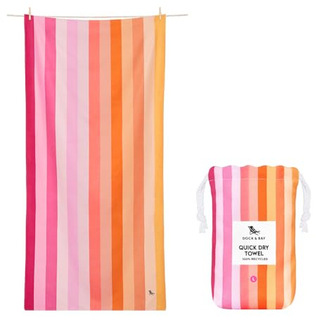 Dock & Bay Schnell trocknendes Handtuch – für Sport & Fitnessstudio – kompakt, leicht – 100% recycelt – inkl. Tasche – Sommer – Miami Sorbet, extra groß (200 x 90 cm)