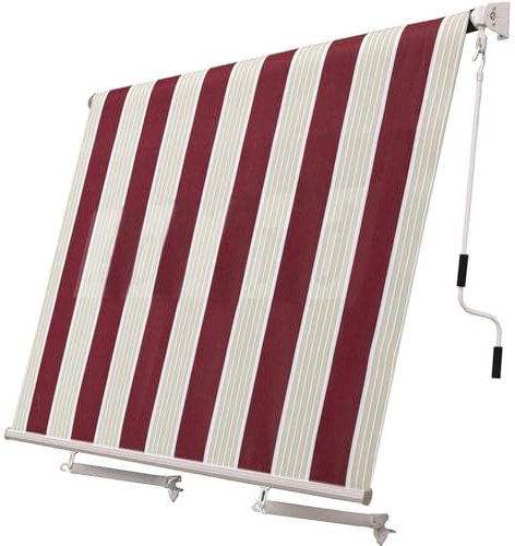 Paluplus Tenda da Sole a Caduta, Misura 300x250 cm, Senza Cassone con braccio avvolgibile e Braccetti Fermatenda, Telo Resistente 280 g/m², per Balcone e Terrazzo -3900F (Bordeaux e Crema)