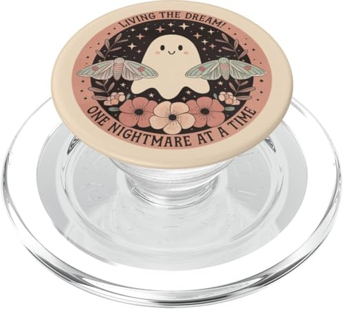 Cute Spooky Ghost Motif with Moths & Flowers Cute Ghost PopSockets PopGrip for MagSafe