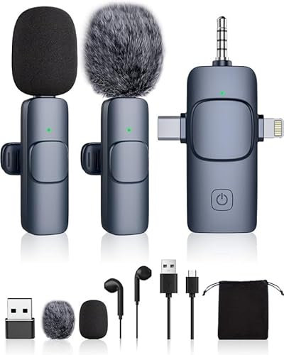 Mini Microphone for Iphone/Camera/Android/Pc/Ipad,Wireless Lavalier Microphone,Portable Mini Mic Small Tiny Usb Clip on Microphones Streaming Lav Lapel for Video Recording,Podcast,Tiktok,Youtube