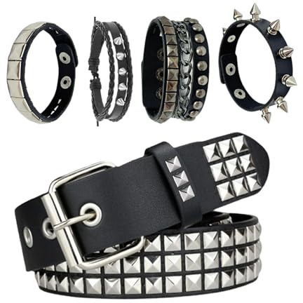 Black Studded Belt, Studded Bracelet Goth Rivet Punk Rock Cuff Bracelets Y2K Belt Emo Spike Cuff Bracelet Grunge Accessories for Women Men