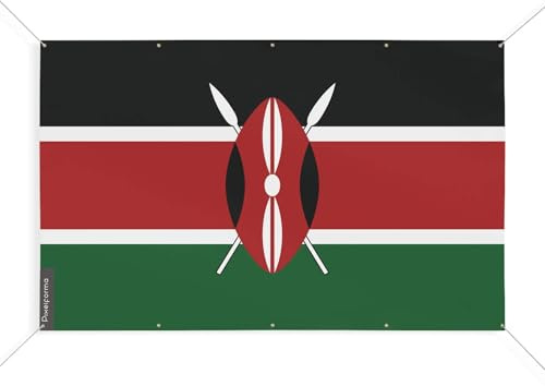 Bandiera Kenya con 10 occhielli in diverse misure, 180 x 270 cm