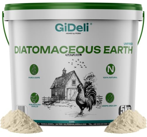 GiDeli Kieselgur 5kg im Eimer - Diatomeenerde für Hühner & Garten - Amorphes Silikatpulver aus fossilen Kieselalgen, hohe Absorption, als Einstreuzusatz und für das Sandbad geeignet