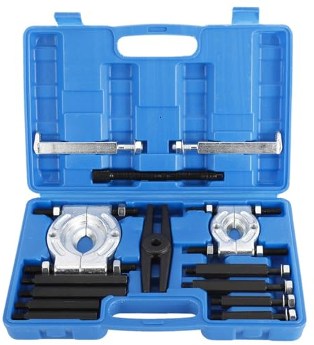 FreeTec 14-tlg Lagerabzieher & Lagertrenner Satz - Abzieher Set mit 2 (50 mm) & 3 (75 mm) Lagertrenner, 5-Tonnen Zugkraft, Yoke, Verlängerungsschrauben - Für Lager, Zahnräder, Riemenscheiben & Naben