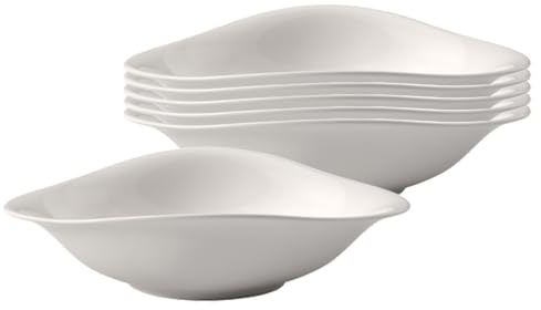 Villeroy & Boch - Vapiano Pastateller Set 6 Teilig, Pastateller Groß Tief Weiß, Nudelteller, Pastatellerset, Spaghettiteller, Suppenteller Tief, Salatteller Groß, Vapiano Teller Tief, Porzellan