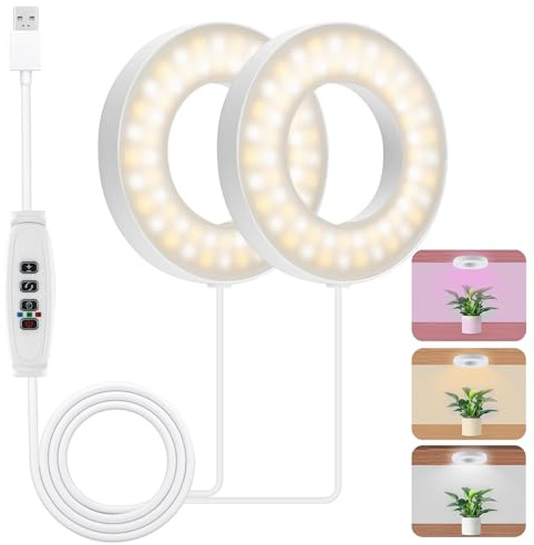 Grow Lights for Indoor Plants 96 LEDs Full Spectrum with 10 Brightness | Plant Growth Lights with 3 Color Modes, 3/9/12H Timer Smart Auto On/Off. 2-head Design for Small Plants Growth