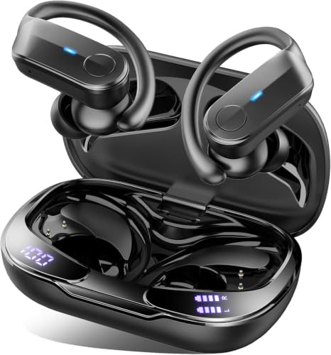 Ordtop Auriculares Inalambricos Deportivos, 70Hrs 2026 Auriculares Bluetooth 5.4 con 3D-Estéreo, IP-X8 Impermeable Cascos Inalambricos, Cancelacion Ruido ENC Mic, Pantalla LED Headphones Running Gym