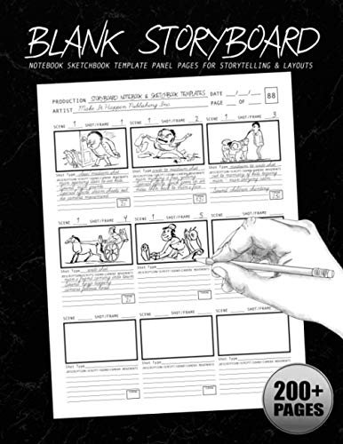 Blank Storyboard: Notebook Sketchbook Template Panel Pages for Storytelling & Layouts: 200+ Pages with 9x9 Story Board Frames on 8.5x11 Book (Professional Storyboard Notebooks)