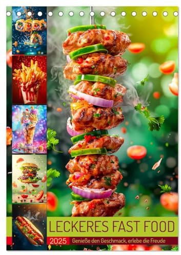 Leckeres Fast Food (Tischkalender 2025 DIN A5 hoch), CALVENDO Monatskalender: Von saftigen Burgern über knusprige Nuggets - diese Ilustrationen mit ... jeden Gaumen erfreuen. (CALVENDO Lifestyle)