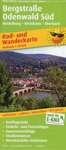 Bergstraße Odenwald Süd, Heidelberg - Weinheim - Eberbach: Rad- und Wanderkarte mit Ausflugszielen, Einkehr- & Freizeittipps, wetterfest, reißfest, ... 1:50000 (Rad- und Wanderkarte: RuWK)