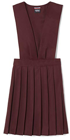 French Toast Girls' V-Neck Jumper School Uniform Dress, Burgundy, 10