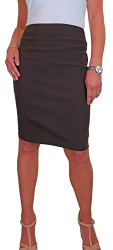icecoolfashion Women's Stretch Smart Casual Bodycon Pencil Skirt Brown (16)