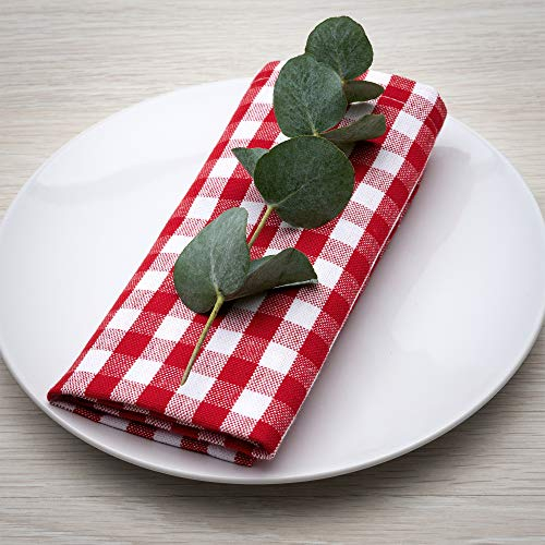 FILU Servietten 4er Pack Rot/Weiß kariert (Farbe und Design wählbar) 45 x 45 cm - Stoffserviette aus 100% Baumwolle im skandinavischen Landhausstil