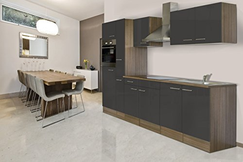 respekta Küchenleerzeile Oliver LBKB300EYG Grau 300 cm Breite ohne Elektrogeräte