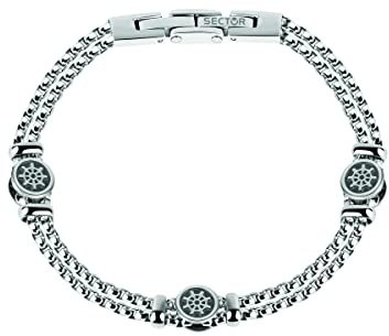Sector Jewels SADQ34 Bracciale da uomo in acciaio inox inossidabile, 22 cm, senza gemme, 22 centimeters