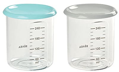 Lot de 2 pots de conservations Maxi Portion 240 ml gris/bleu ciel - Beaba