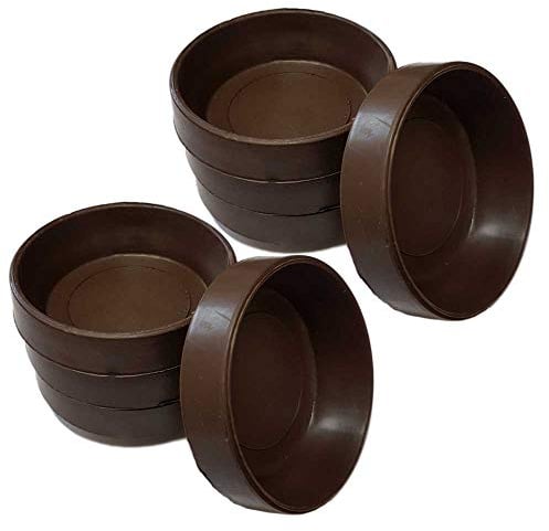 HomeGuard Rubber Castor Cups for Furniture Legs, Floor Protectors to Stop Scratches on Wooden or Laminate Surfaces, Bed Sofa Chair Grippers, Brown 52mm Large 8 Pack