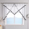 ESLIR Scheibengardine mit Kräuselband Gardinen Küche Bistrogardinen Transparent Stores Vorhänge Mit Satinband Voile Schwarz HxB 145x300cm 1 Stück