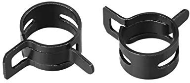 uxcell Steel Band Clamp 12mm Inner Dia Fit 12.0-12.7mm OD Hose Spring Band Type Action Fuel Line Silicone Tube Clip Clamp Black 20Pcs