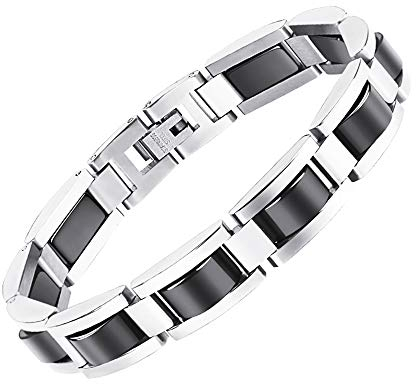 WANGLXTC Titan Stahl Armband Persönlichkeit Nagel Armbänder Schmuck Herren Handgelenk Poliert Panzerkette Geschenk, Black