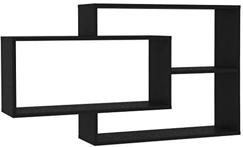 Festnight Wandregale mit 3 Offenen Fächern Bücherregal Hängeregal Wandmontage Schweberegal für Dekos, Wohnzimmer, Schlafzimmer und Büro Schwarz 104×24×60 cm Spanplatte