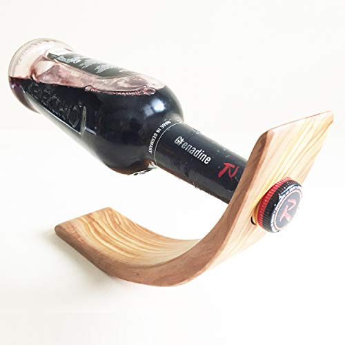 Flaschenhalter „Bogen“ für 1 Flasche, Geschenk, aus Olivenholz in Handarbeit