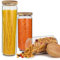 GLASWERK Vorratsgläser Set (0,75L/ 1,1L/ 1,5L) - Vorratsdosen Glas mit edlem Akazienholzdeckel - Spaghetti Aufbewahrung - Müsli Aufbewahrung Glas - Vorratsdosen luftdicht Glas - Vorratsglas Nudeln