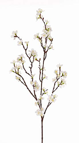 artplants.de Ramo Artificiale di ciliegio in Fiore Arielle con Fiori, Bianco, 95cm - Ciliegio Finto - Pianta Finta