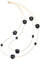 COOLSTEELANDBEYOND Elegante Oro Statement Dichiarazione Collana Due Filo Lunga Catena con Nero Cube Cristallo Perline Cerchio Charm Pendente