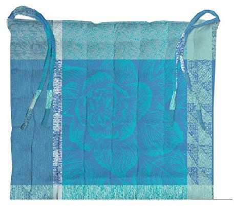 Garnier Thiebaut 39784 Mille Gardenias Lagon Stuhlkissen, Beschichtete Baumwolle, lagunenfarben
