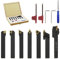 vidaXL Drehmeißel Set 12-TLG. mit Wendeplatten Bohrstange Klemmhalter Drehstahl Abstechstahl Drehwerkzeug Wendeplattenhalter 8x8mm 70mm