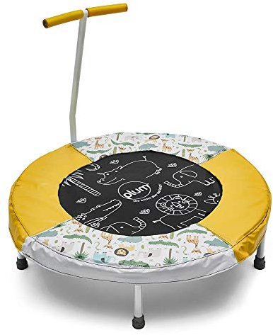 Plum Play Junior Jungle Bouncer Kleinkind Trampolin mit Tiergeräuschen und Aufdruck - Gummifüße für den Innen- und Außenbereich - Weicher Griff Sicherheitsgriff - 18 Monate bis 3 Jahre