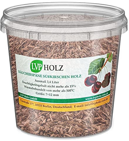 LVP Holzum Räuchern und Grillen, Räucherholz, Smoke im Eimer (Süßkirschen, 1 Liter)