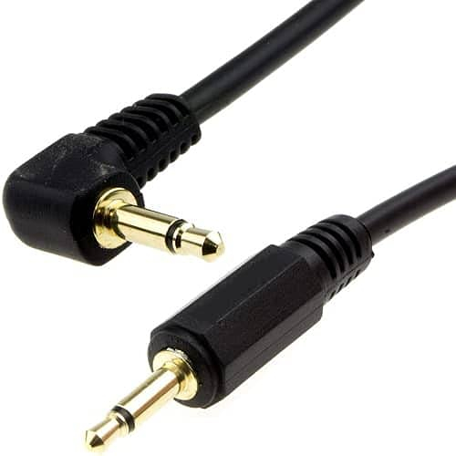 CABLEPELADO Cable de Audio Mono Jack 3.5 Macho acodado | Conector Jack mono 90° | Cable Mini Jack TS | Cable Disparador 12V | para Receptor AV, Sistema de automóvil, emisores IR | Negro | 2 Metros
